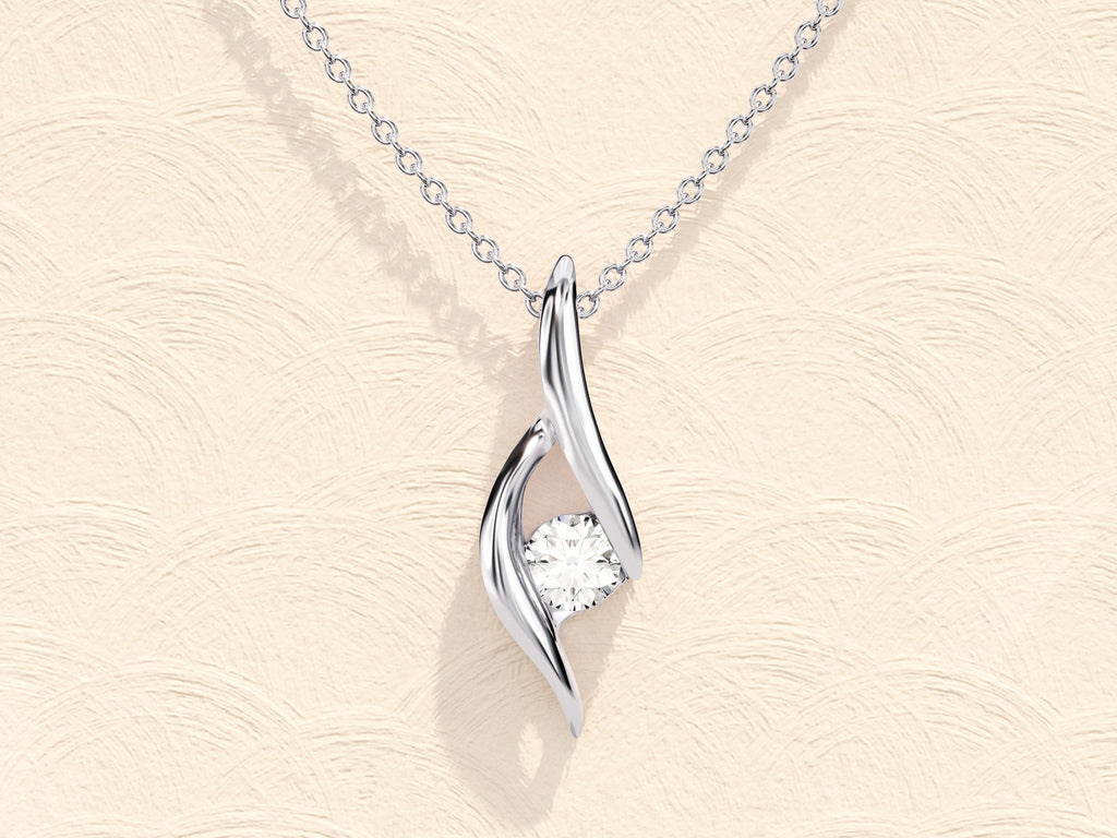 0.10 TCW Round Moissanite Diamond Soloitaire Necklace - violetjewels