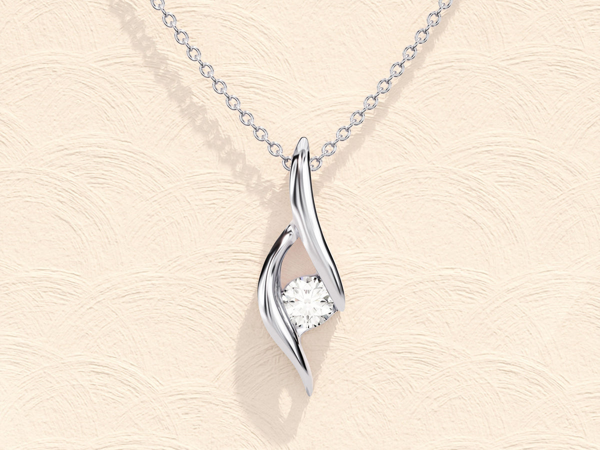 0.10 TCW Round Moissanite Diamond Soloitaire Necklace - violetjewels