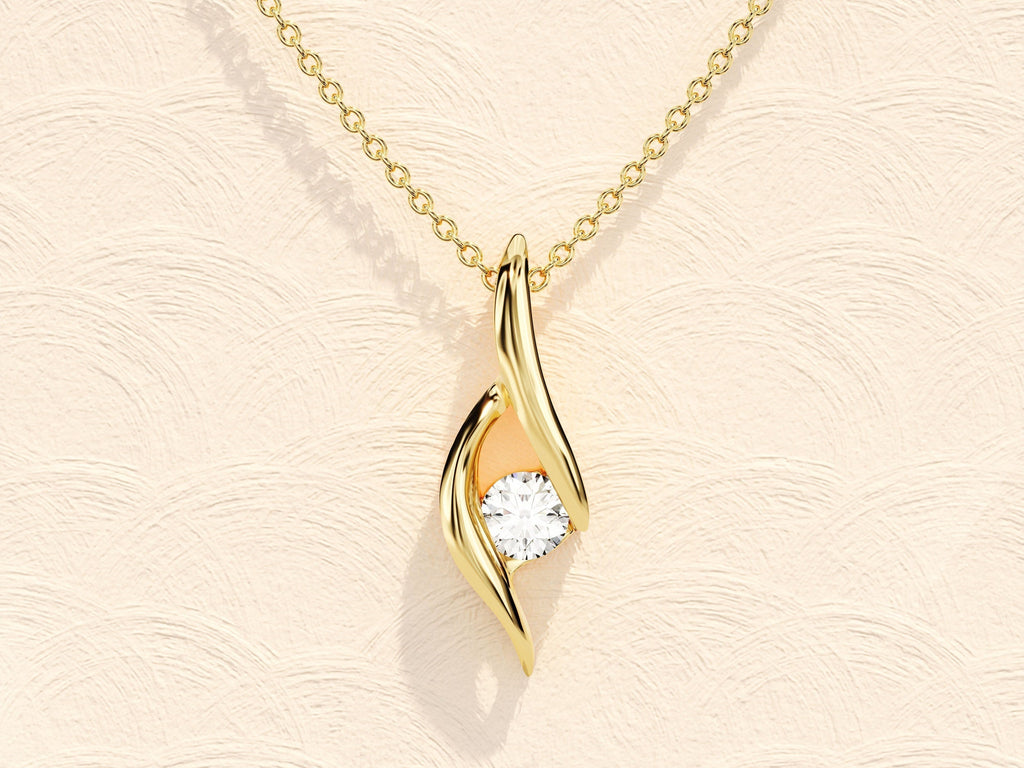 0.10 TCW Round Moissanite Diamond Soloitaire Necklace - violetjewels