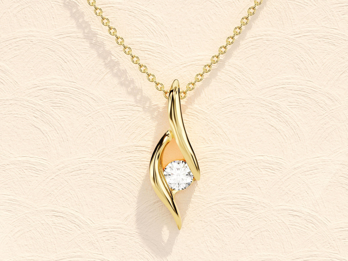 0.10 TCW Round Moissanite Diamond Soloitaire Necklace - violetjewels