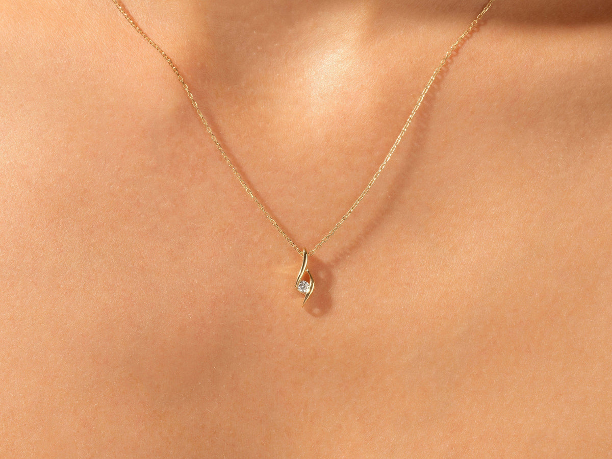 0.10 TCW Round Moissanite Diamond Soloitaire Necklace - violetjewels