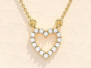 0.24 TCW Round Moissanite Diamond Heart Shaped Pendent Necklace - violetjewels