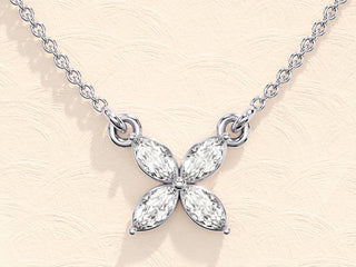 0.40 TCW Marquise Moissanite Diamond Clover Necklace - violetjewels