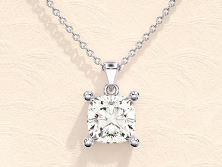 1.0 CT Cushion Moissanite Diamond Solitaire Necklace - violetjewels
