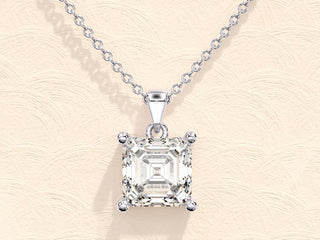 1.0 CT Asscher Moissanite Diamond Solitaire Necklace - violetjewels