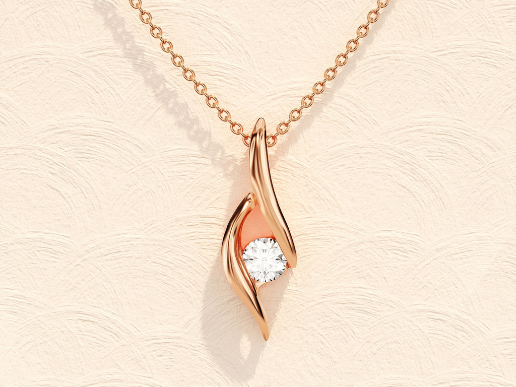 0.10 TCW Round Moissanite Diamond Soloitaire Necklace - violetjewels