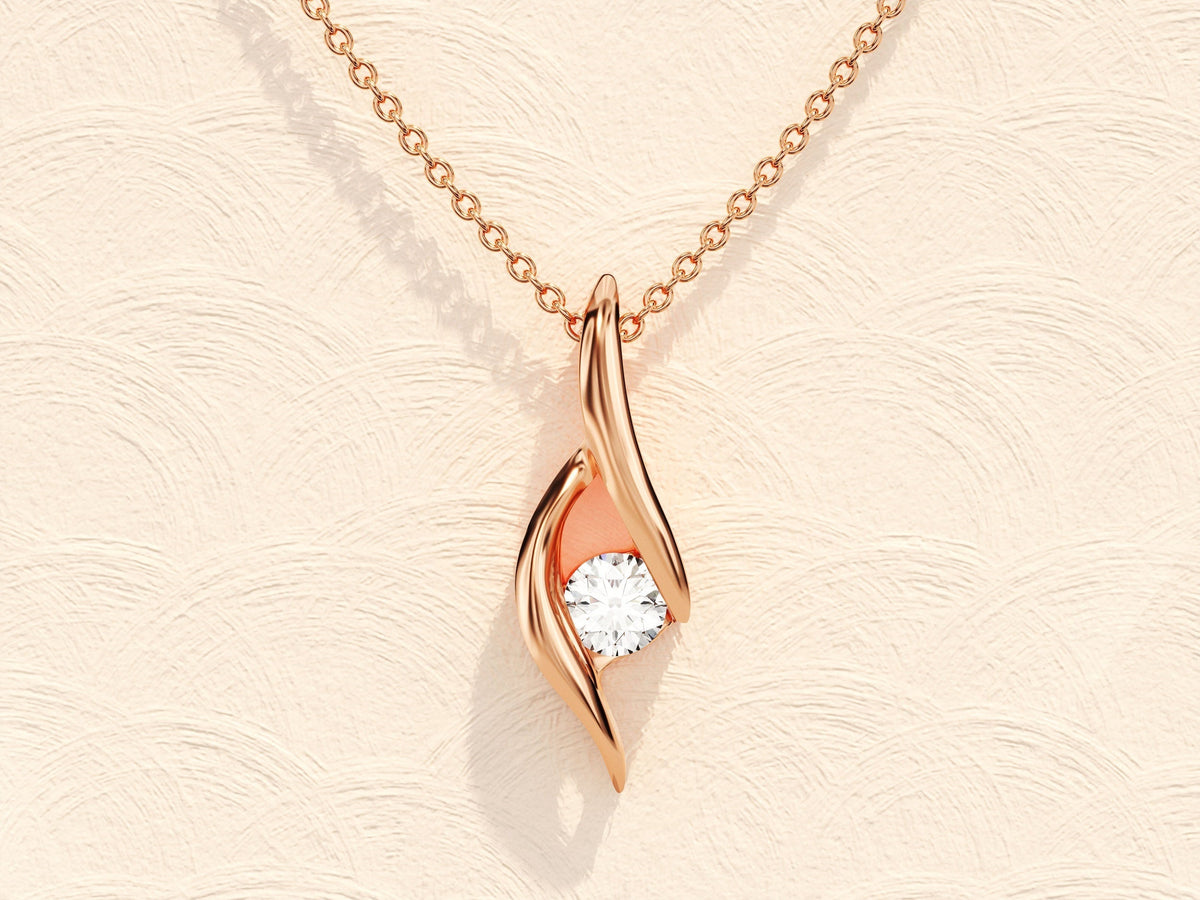 0.10 TCW Round Moissanite Diamond Soloitaire Necklace - violetjewels