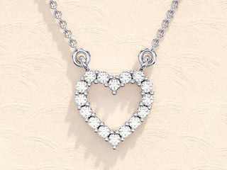 0.24 TCW Round Moissanite Diamond Heart Shaped Pendent Necklace - violetjewels