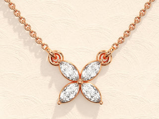 0.40 TCW Marquise Moissanite Diamond Clover Pendent Necklace - violetjewels