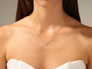 0.24 TCW Round Moissanite Diamond Clover Necklace - violetjewels