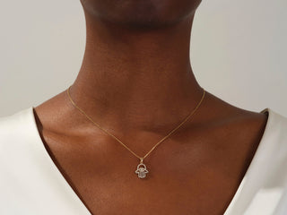 0.31 TCW Round Moissanite Diamond Hamsa Necklace - violetjewels