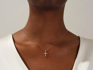 0.22 TCW Round Moissanite Diamond Cross Pendent Necklace - violetjewels