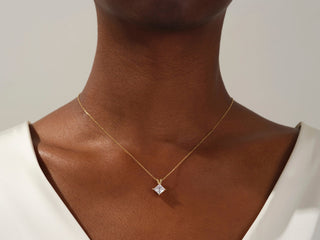 1.0 CT Princess Moissanite Diamond Solitaire Necklace - violetjewels