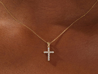 0.22 TCW Round Moissanite Diamond Cross Pendent Necklace - violetjewels