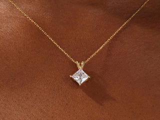 1.0 CT Princess Moissanite Diamond Solitaire Necklace - violetjewels