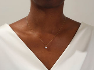 1.0 CT Asscher Moissanite Diamond Solitaire Necklace - violetjewels