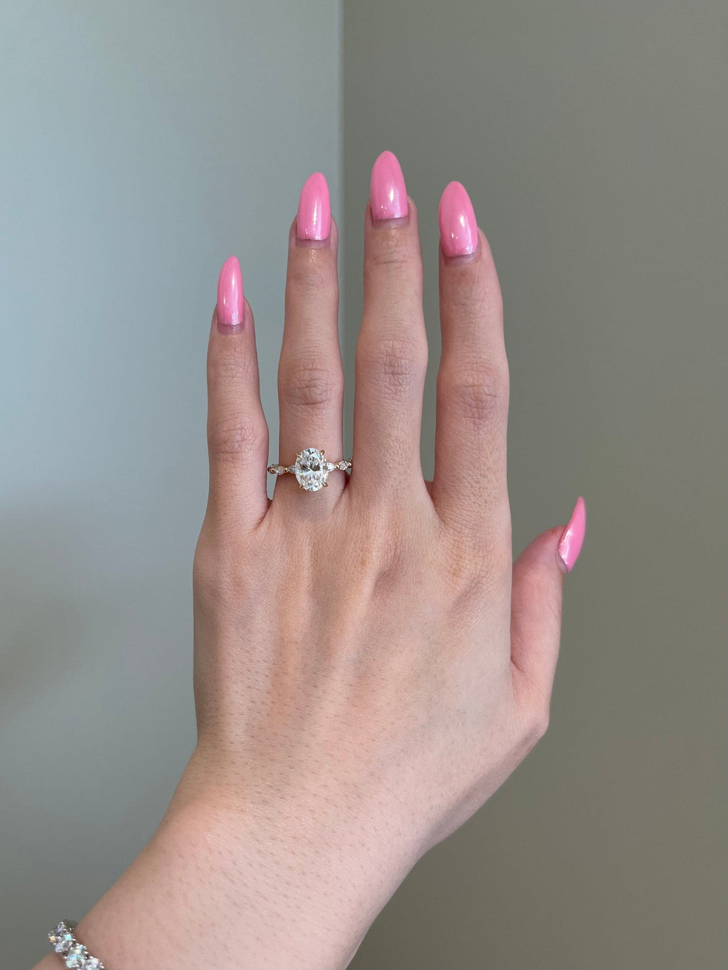 Rose- 2.0 CT Oval Hidden Halo Pave Moissanite Ring - violetjewels