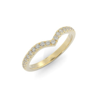 0.21 TCW Round Curved EF/VS1 Diamond Wedding Band - violetjewels