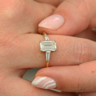 1.70 CT Emerald Three Stone F/VS1 Diamond Engagement Ring - violetjewels