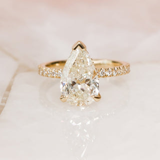 3.28 CT Pear Hidden Halo & Pave G/VS1 Diamond Engagement Ring - violetjewels