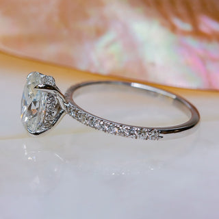 1.51 CT-3.51 CT Oval Hidden Halo & Pave CVD E/VS1 Diamond Engagement Ring - violetjewels