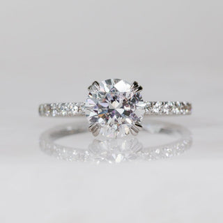 1.42 CT Round Hidden Halo & Pave F/VS1 Diamond Engagement Ring - violetjewels