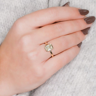 2.01 CT Emerald Bezel G/VVS2 Diamond Engagement Ring - violetjewels