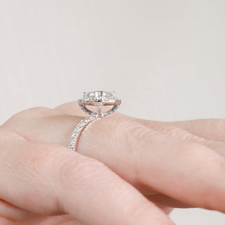 1.50 CT Cushion Halo F/VS1 Diamond Engagement Ring - violetjewels