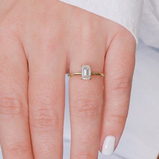1.01 CT Emerald Hidden Halo E/VS2 Diamond Engagement Ring - violetjewels