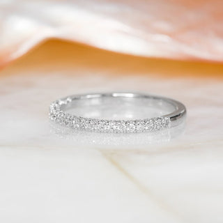 0.90 TCW Round Half Eternity EF/VS1 Diamond Wedding Band - violetjewels