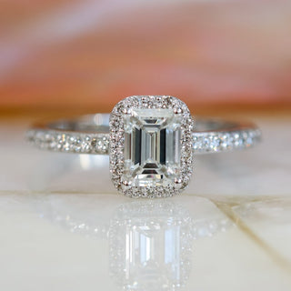 1.0 CT Emerald Halo F/VS1 Diamond Engagement Ring - violetjewels