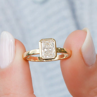 1.0 CT Radiant Bezel CVD E/VS1 Diamond Engagement Ring - violetjewels