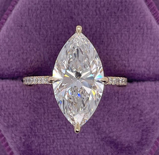 3.0 - 7.0 CT Marquise CVD Diamond Hidden Halo & Pave Engagement Ring