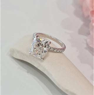2.0 CT-4.0 CT Cushion Pave Setting G/VS2 Lab Grown Diamond Engagement Ring - violetjewels