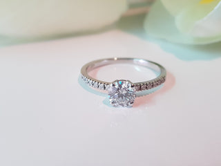 1.0 CT Round Pave Setting F/VS1 Lab Grown Diamond Engagement Ring - violetjewels