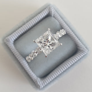 1.01 CT - 3.01 CT Princess E-VS1 Diamond Pave Engagement Ring - violetjewels