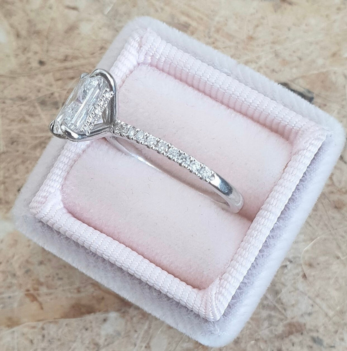 Radiant Diamond Engagement Ring with sparkling pave setting in a modern, elegant design