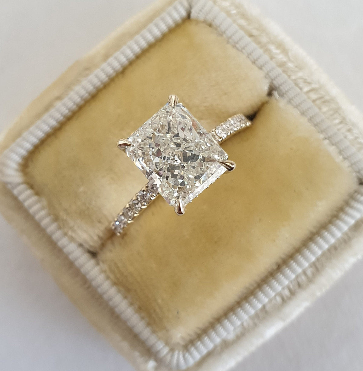 Radiant Diamond Pave Engagement Ring with sparkling pave accents and refined elegance