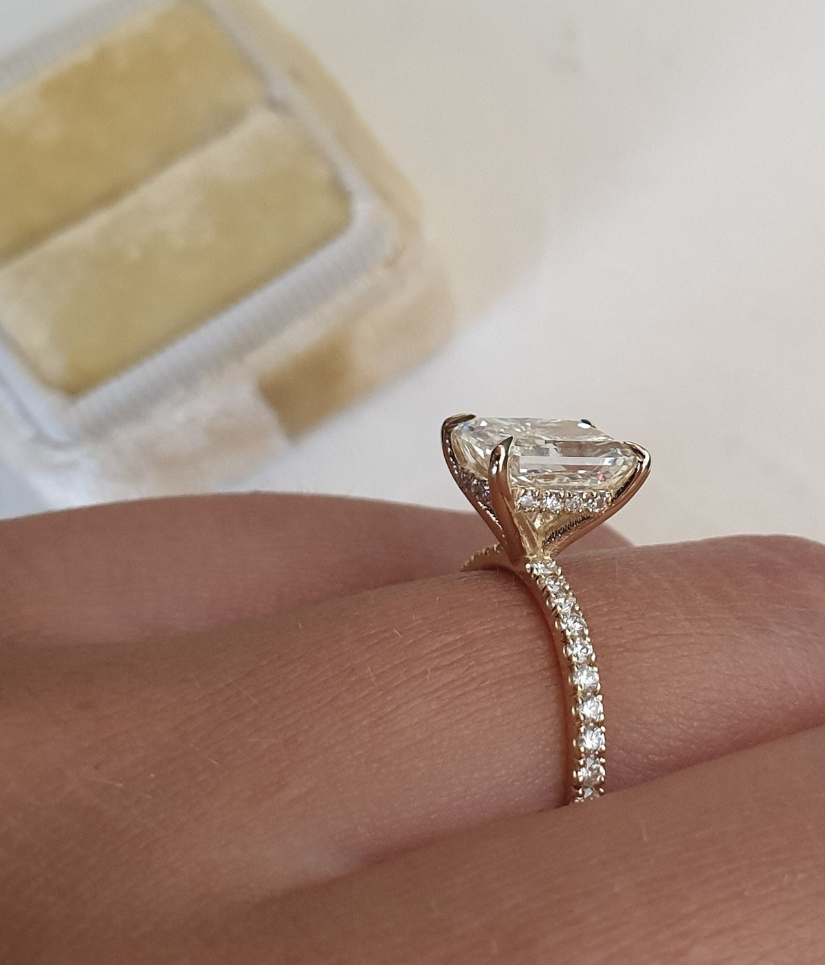 Radiant Diamond Pave Engagement Ring with sparkling pave accents and refined elegance