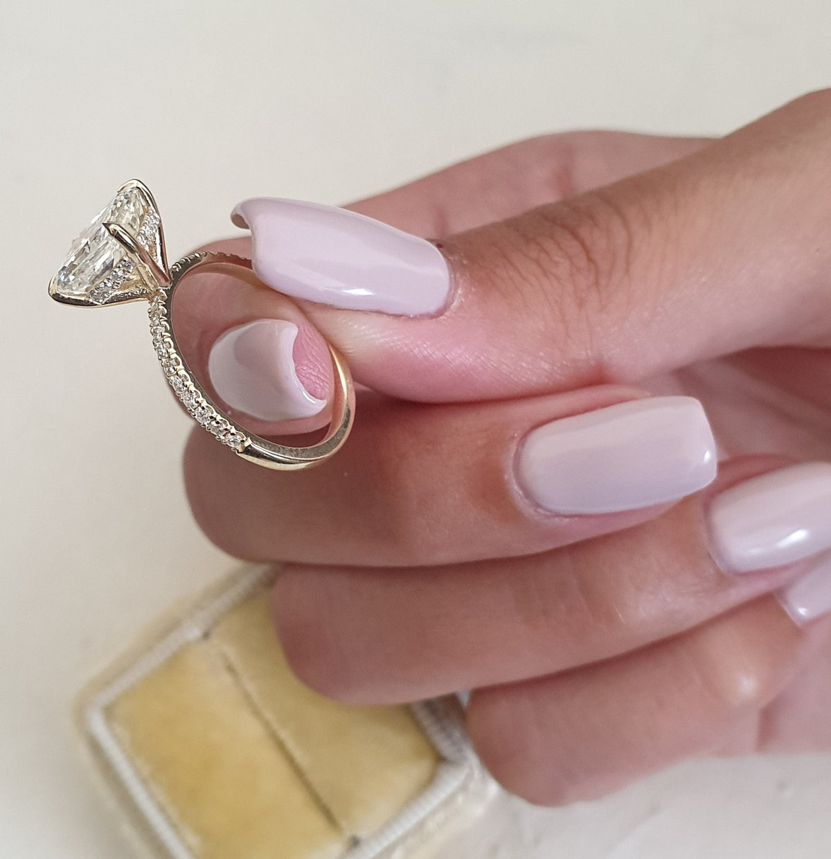 Radiant Diamond Pave Engagement Ring with sparkling pave accents and refined elegance
