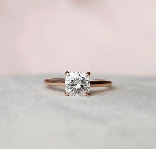 2.0 CT Cushion Hidden Halo & Solitaire Moissanite Engagement Ring - violetjewels