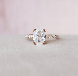 2.0 CT Oval Hidden Halo & Pave Setting Moissanite Engagement Ring - violetjewels