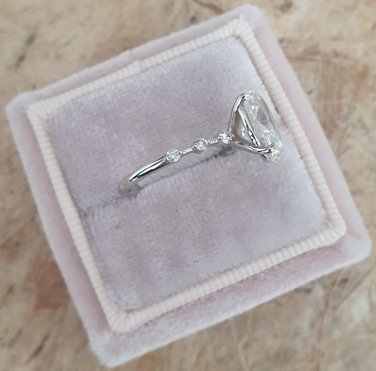 Oval Diamond Dainty Engagement Ring with delicate band and sparkling oval cut diamond