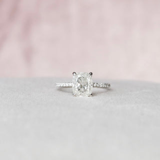 2.0 CT Cushion Cut Pave Setting Moissanite Engagement Ring - violetjewels