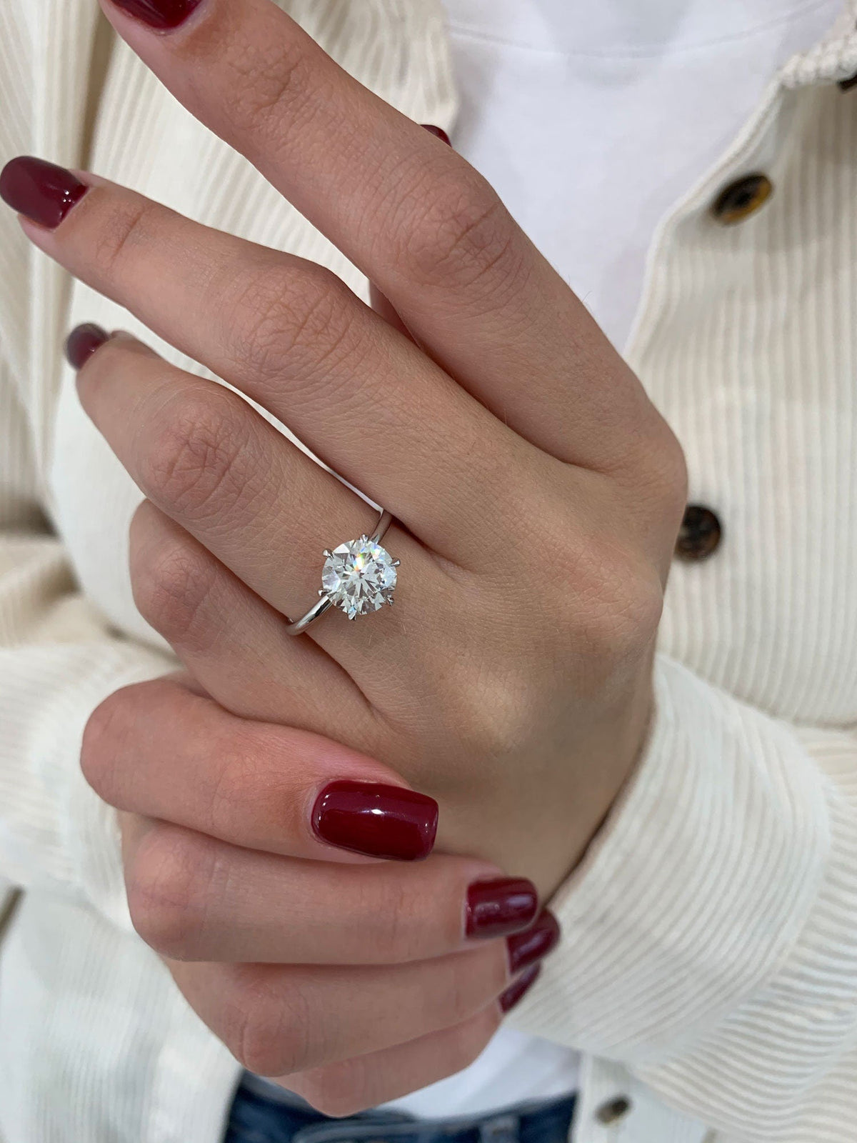 2ct Round F-VS2 Diamond Solitaire Engagement Ring - violetjewels