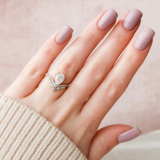 1.5 CT Pear Art Deco Moissanite Engagement Ring - violetjewels
