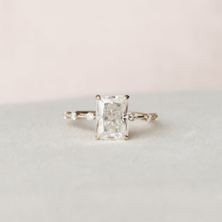 3.5 CT Radiant Cut Dainty Pave Moissanite Engagement Ring - violetjewels