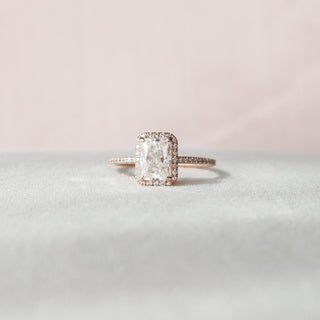 2.0 CT Radiant Halo Pave Moissanite Engagement Ring - violetjewels
