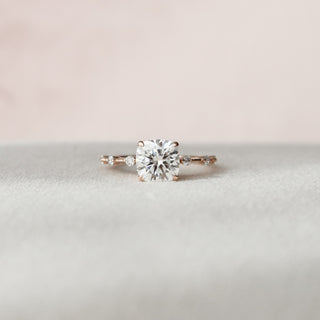 2.0 CT Cushion Dainty Pave Moissanite Engagement Ring - violetjewels