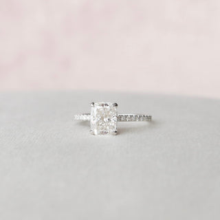 1.5 CT Cushion Hidden Halo Pave Moissanite Engagement Ring - violetjewels